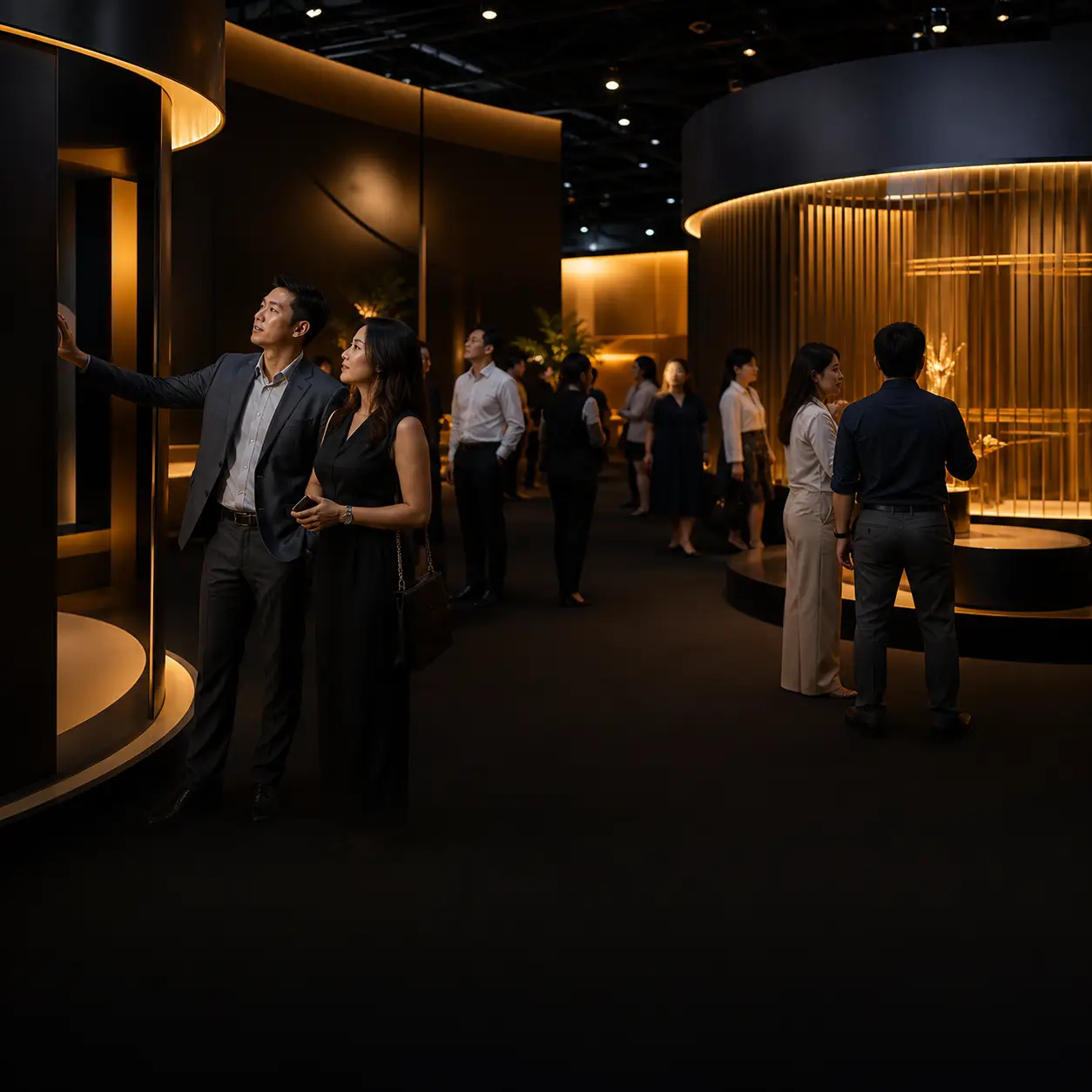 Guests exploring an immersive brand pavilion